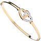 Solid 9ct Yellow Gold Cz Double Heart Ladies Bangle Hallmarked