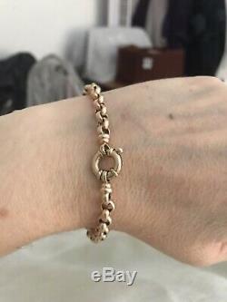 STUNNING BRACELET BELCHER ROLO 9CT CARAT ROSE GOLD 9g