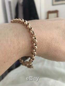 STUNNING BRACELET BELCHER ROLO 9CT CARAT ROSE GOLD 9g