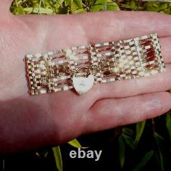 STUNNING LADIES WOMENS SOLID 9CT GOLD 8 BAR GATE BRACELET HALLMARKED 17.3g VGC