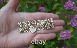 STUNNING LADIES WOMENS SOLID 9CT GOLD 8 BAR GATE BRACELET HALLMARKED 17.3g VGC