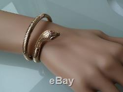 SUPERB 1960's 9CT GOLD SNAKE BANGLE BRACELET RUBY EYES 20.7GM SMITH & PEPPER