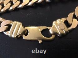 SUPERB 9CT 375 SOLID GOLD MENS 8 3/4 CURB BRACELET HEAVY 57g. FULLY HALLMARKED