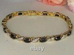 Sapphire, Diamond & 9ct Gold Bracelet, 9 grams