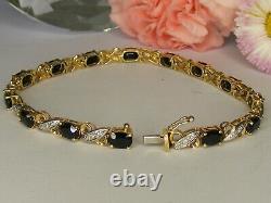 Sapphire, Diamond & 9ct Gold Bracelet, 9 grams