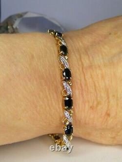 Sapphire, Diamond & 9ct Gold Bracelet, 9 grams
