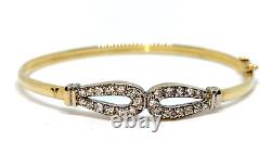 Simulated Diamond set 9 ct Carat Gold Hinged Bangle bracelet Luxury Gift for Her