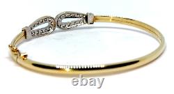 Simulated Diamond set 9 ct Carat Gold Hinged Bangle bracelet Luxury Gift for Her