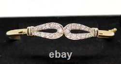 Simulated Diamond set 9 ct Carat Gold Hinged Bangle bracelet Luxury Gift for Her