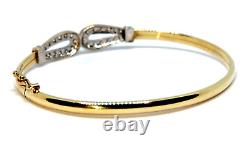 Simulated Diamond set 9 ct Carat Gold Hinged Bangle bracelet Luxury Gift for Her