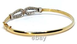 Simulated Diamond set 9 ct Carat Gold Hinged Bangle bracelet Luxury Gift for Her