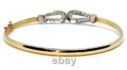 Simulated Diamond set 9 ct Carat Gold Hinged Bangle bracelet Luxury Gift for Her