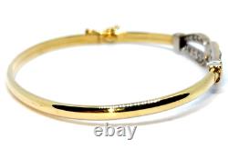 Simulated Diamond set 9 ct Carat Gold Hinged Bangle bracelet Luxury Gift for Her