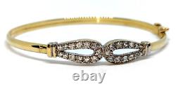 Simulated Diamond set 9 ct Carat Gold Hinged Bangle bracelet Luxury Gift for Her