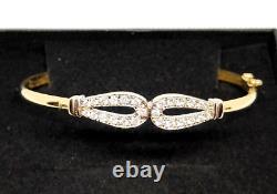 Simulated Diamond set 9 ct Carat Gold Hinged Bangle bracelet Luxury Gift for Her