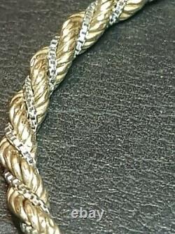 Small 9ct Gold Robe Bracelete Yellow & White Gold Uk Hallmarked W 3mm 3.3g