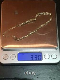 Small 9ct Gold Robe Bracelete Yellow & White Gold Uk Hallmarked W 3mm 3.3g