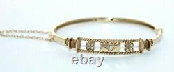 Small Edwardian Victorian seed pearl & diamond 9 ct yellow gold bangle bracelet