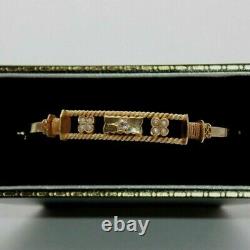 Small Edwardian Victorian seed pearl & diamond 9 ct yellow gold bangle bracelet