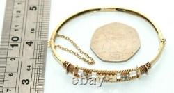 Small Edwardian Victorian seed pearl & diamond 9 ct yellow gold bangle bracelet