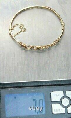 Small Edwardian Victorian seed pearl & diamond 9 ct yellow gold bangle bracelet