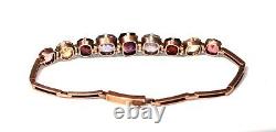 Small Victorian antique multi gemstone rose gold bracelet 15 cm petite wrist