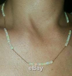 Solid 14k Gold 9ct Ethiopian Fire Opal by the yard necklace bracelet 18 inch