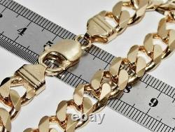 Solid 9 Ct Yellow Gold & Silver 8.5 Inch Heavy Curb Bracelet Men's Chunky