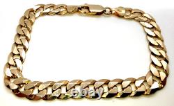 Solid 9ct 9 Carat Gold Curb Bracelet 8mm wide 21cm long classic Jewellery Retro