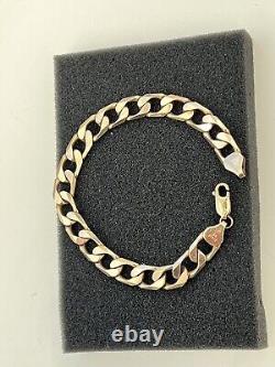 Solid 9ct 9 Carat Gold Curb Bracelet 9mm wide 21cm Long 24 Grams