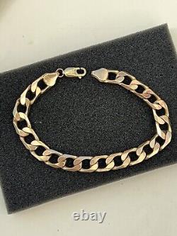 Solid 9ct 9 Carat Gold Curb Bracelet 9mm wide 21cm Long 24 Grams