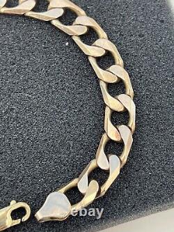 Solid 9ct 9 Carat Gold Curb Bracelet 9mm wide 21cm Long 24 Grams