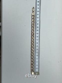 Solid 9ct 9 Carat Gold Curb Bracelet 9mm wide 21cm Long 24 Grams