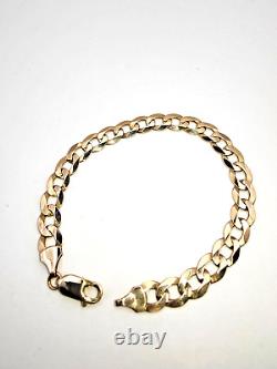 Solid 9ct 9 Carat Solid Gold Curb Bracelet 7mm wide 19cm 7.5 Classic Jewellery