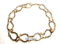 Solid 9ct 9 ct Carat Gold Lucky Horseshoe Bracelet 10mm wide 20cm long