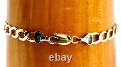 Solid 9ct Carat Gold Curb Bracelet 6mm wide, 19cm long classic Jewellery Jewlry