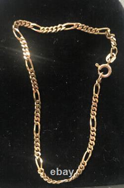 Solid 9ct Gold 7Figaro Bracelet 2.51g