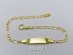 Solid 9ct Gold Baby Figaro Link Identity Name Bracelet Boy / Girl 6.5 inch