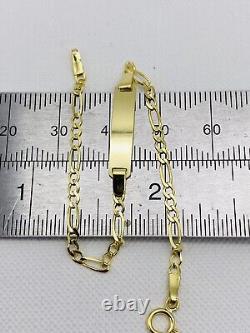 Solid 9ct Gold Baby Figaro Link Identity Name Bracelet Boy / Girl 6.5 inch