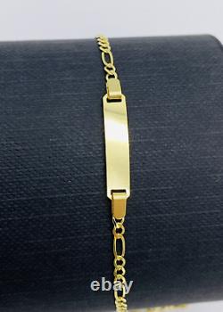 Solid 9ct Gold Baby Figaro Link Identity Name Bracelet Boy / Girl 6.5 inch