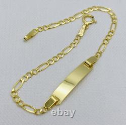 Solid 9ct Gold Baby Figaro Link Identity Name Bracelet Boy / Girl 6.5 inch