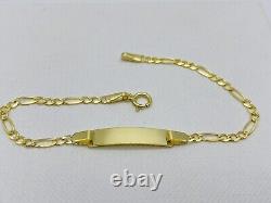 Solid 9ct Gold Baby Figaro Link Identity Name Bracelet Boy / Girl 6.5 inch