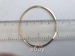 Solid 9ct Gold Bangle With Natural Diamond And Emerald