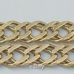 Solid 9ct Gold Double Curb 4mm Link 7 3/4 Bracelet #452
