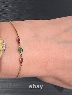 Solid 9ct Gold Fine Bracelet Natural Multi Gemstone