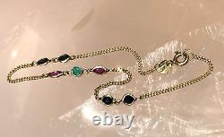 Solid 9ct Gold Fine Bracelet Natural Multi Gemstone