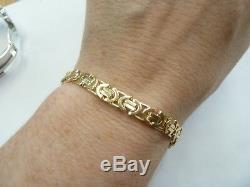 Solid 9ct Gold Flat Byzantine Link Bracelet 8 1/2 13.5 grams