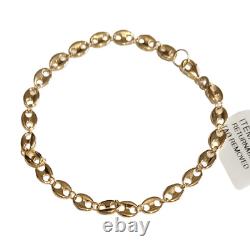 Solid 9ct Gold Hand Crafted Italian Puffed Mariner Link Bracelet 7.5 Inches