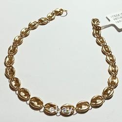 Solid 9ct Gold Hand Crafted Italian Puffed Mariner Link Bracelet 7.5 Inches