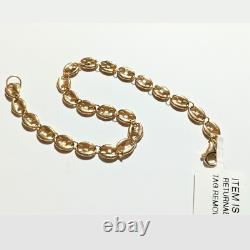 Solid 9ct Gold Hand Crafted Italian Puffed Mariner Link Bracelet 7.5 Inches